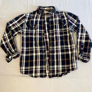 Carhartt Flannel Shirt Men Small Multicolor Plaid Original Fit Button Up Pleated